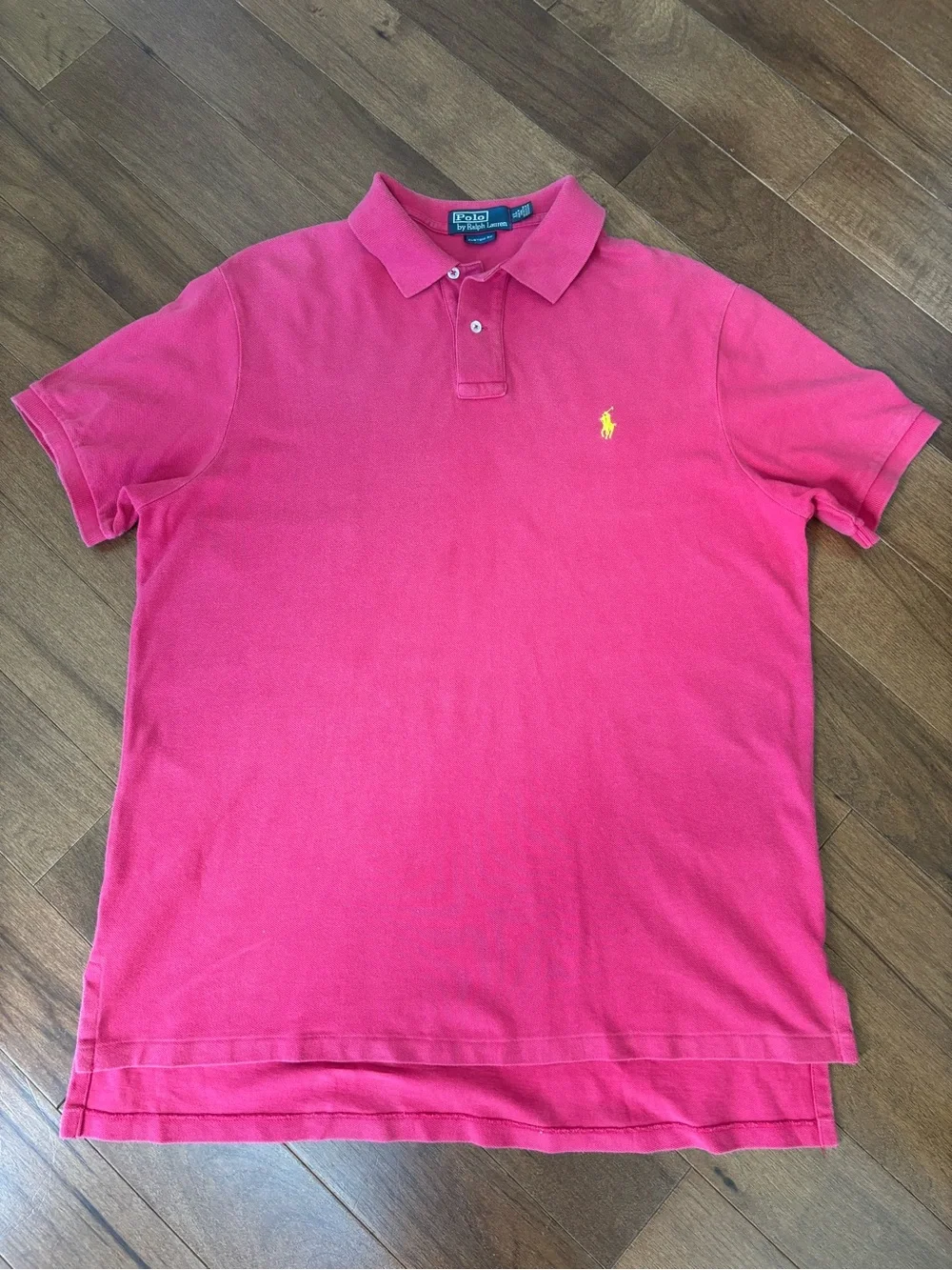 Ralph Lauren Men’s Bright Pink Polo with Yellow Pony
